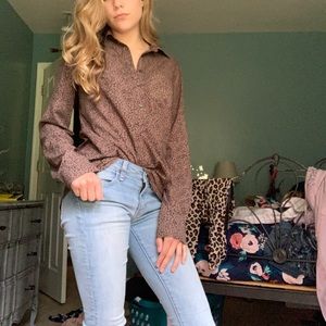 Cute leopard print button up blouse